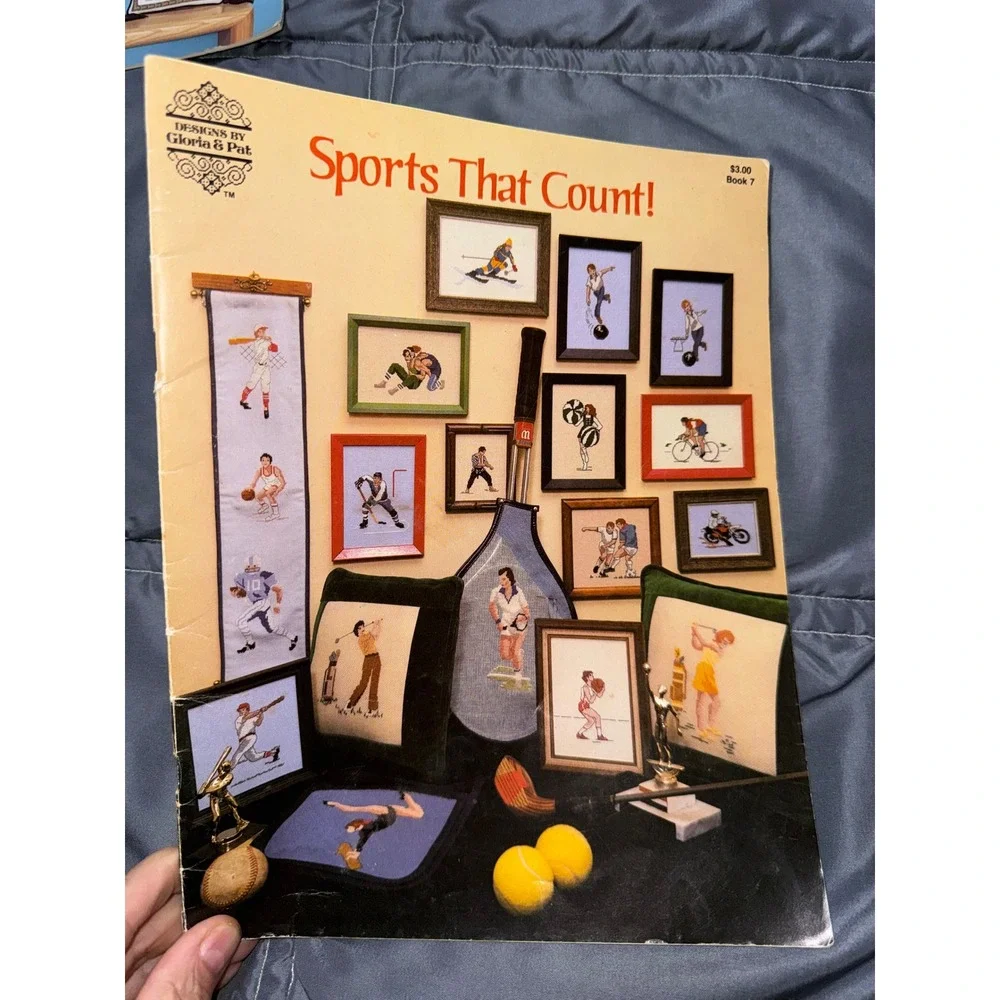 Vtg 1978 Designs by Gloria & Pat Sports That Count Cross Stitch Pattern Book 7